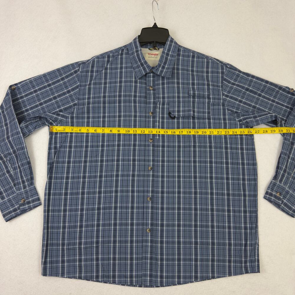 Wrangler Authentics Men’s XL Blue Plaid Vented Fishing Shirt Long Sleeve Outdoor - Picture 4 of 9